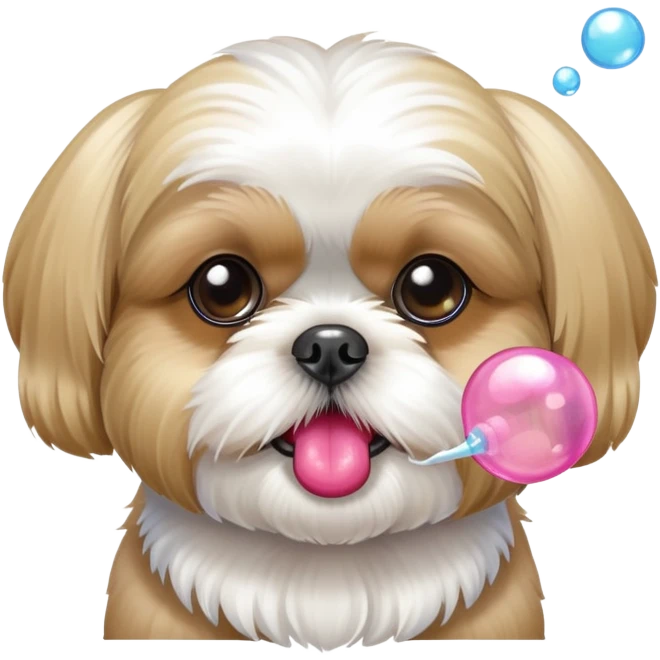 Blonde Shih tzu blowing bubble gum  emoji