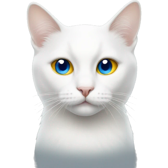 white cat with left eye blue and right eye yellow emoji