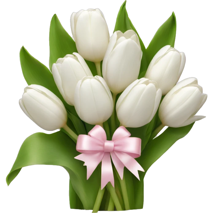 White tulips bouquet with light pink bow  emoji