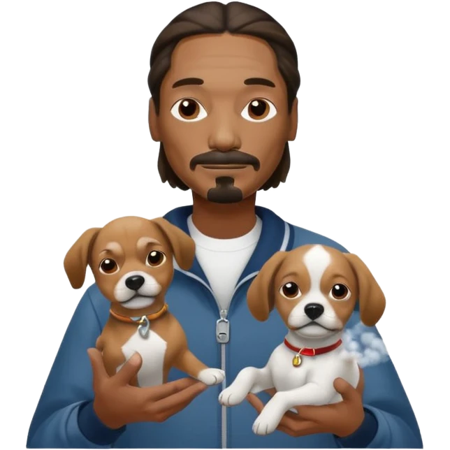 Snoop dog holding dogs with a cloud of smoke  emoji