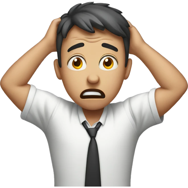 Shocked Guy with his hands around his head emoji
