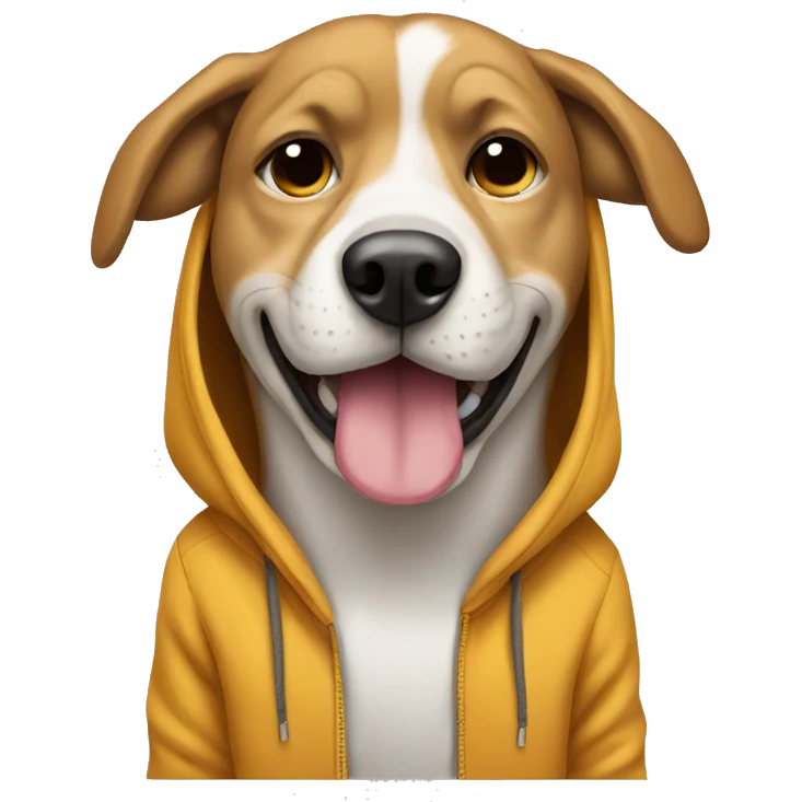 Dog wearing to hoodie emoji