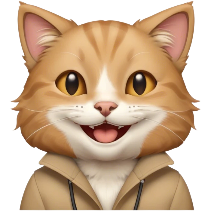 Cat is wearing Airpods and laughing emoji