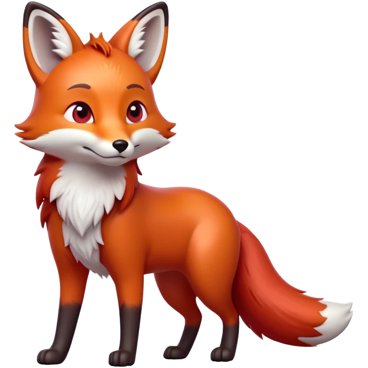 cinematic-noble [fox]-realistic-full-body-standing on all fours-emoji,-tail-tucked-close,-head-tilted-dramatically,-fox-[red]-fur,-simplified-yet-realistic-focused-features,-highly-detailed,-glowing-with-an-almost-sarcastic-glow  expressive eyes emoji