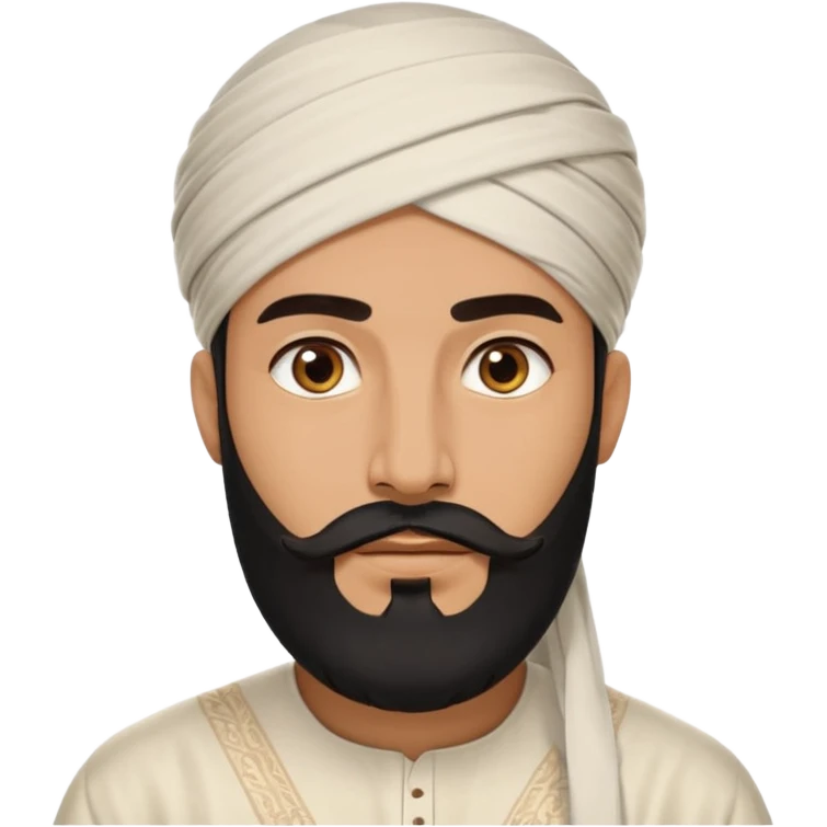 arab with black beard and defined jaw wearing white kandura emoji
