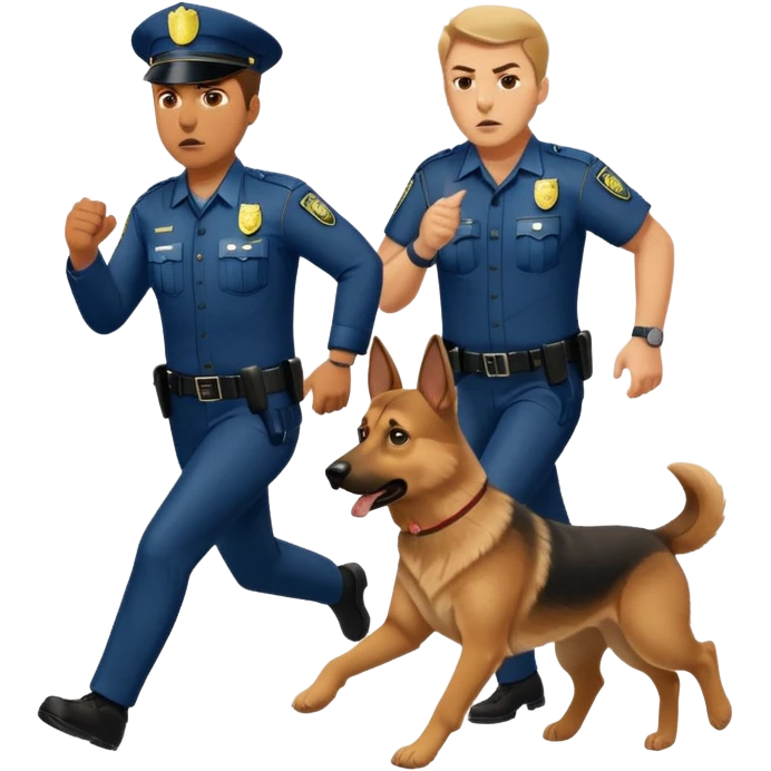 Police with dog is angry and police is running emoji