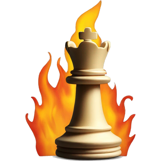 King chess piece on fire emoji