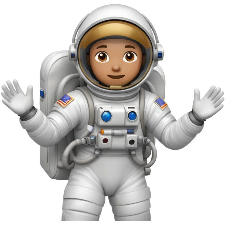 astronaut in white space suit with helmet, gloves and backpack floating in space emoji
