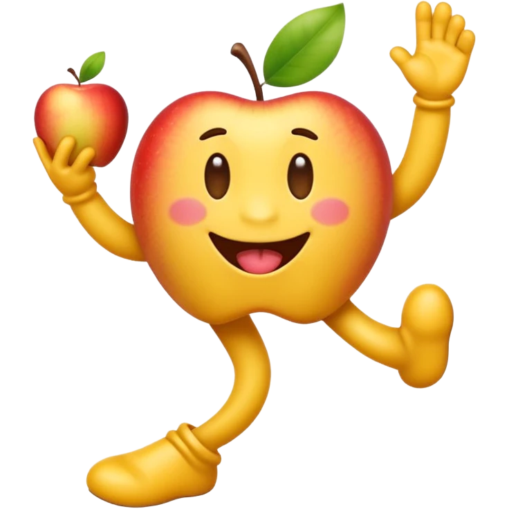 Create a silly, exaggerated iOS-style yellow emoji doing a playful slapstick pose: it lifts its own leg up and sticks its tongue out as if making a goofy face at its own foot. Smooth Apple-emoji gradients, rounded shapes, glossy shading, simple eyes, transparent background. emoji