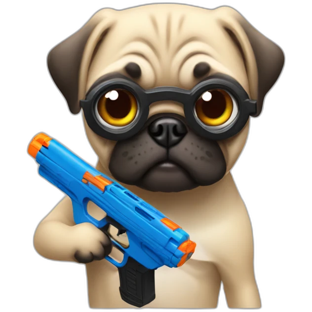 pug holding a nerf gun emoji