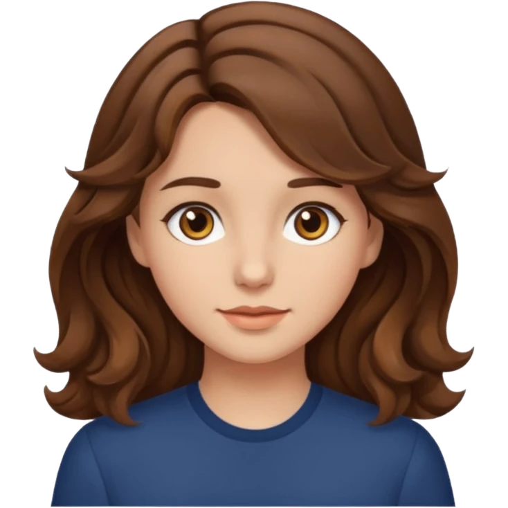 fille brune cheveux mi longs ondulés yeux martrons emoji