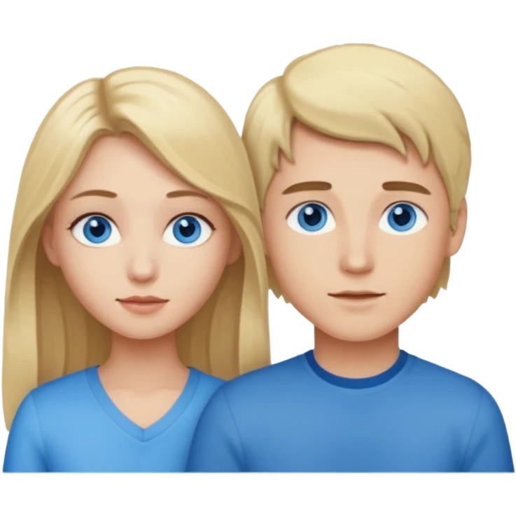 Couple blond boy bleu eyes and his girlfriend long brunette hair and blue eyes  emoji