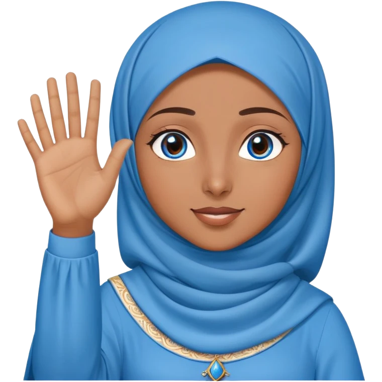 Turkish beautiful finish Konya girl blue eyes with music design hijab islamic dress and musically background and she wave one's hand emoji