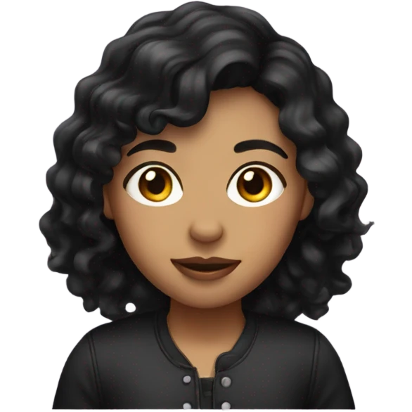 Girl with a black wavy hair  emoji