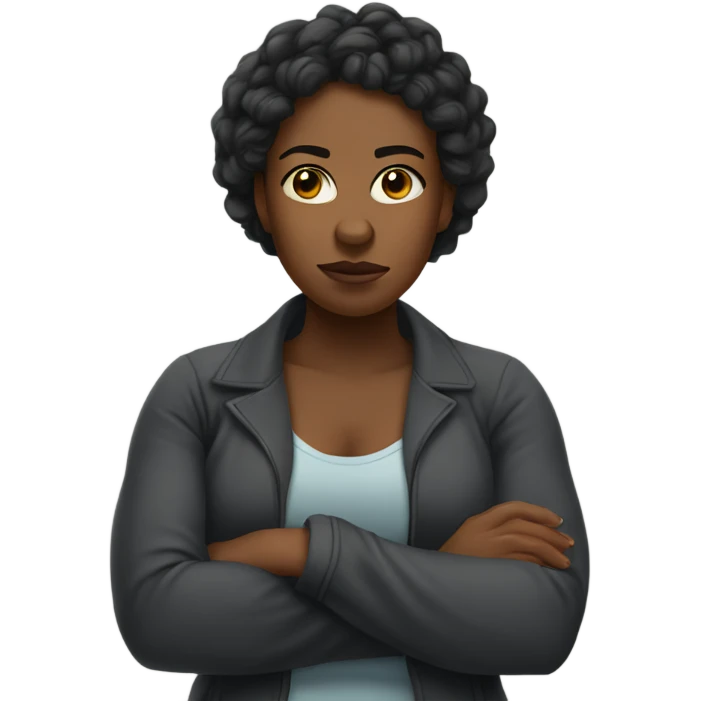 Black women arms folded frown  emoji