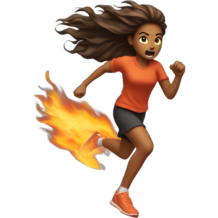 Girl running from fire emoji