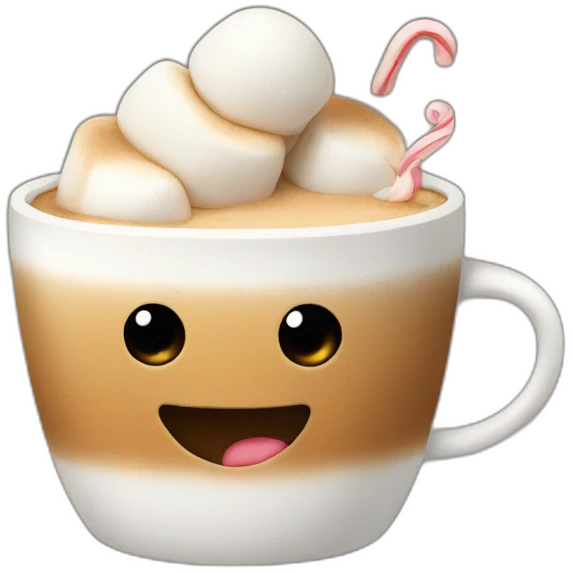 a coffe cup with marshmallow emoji