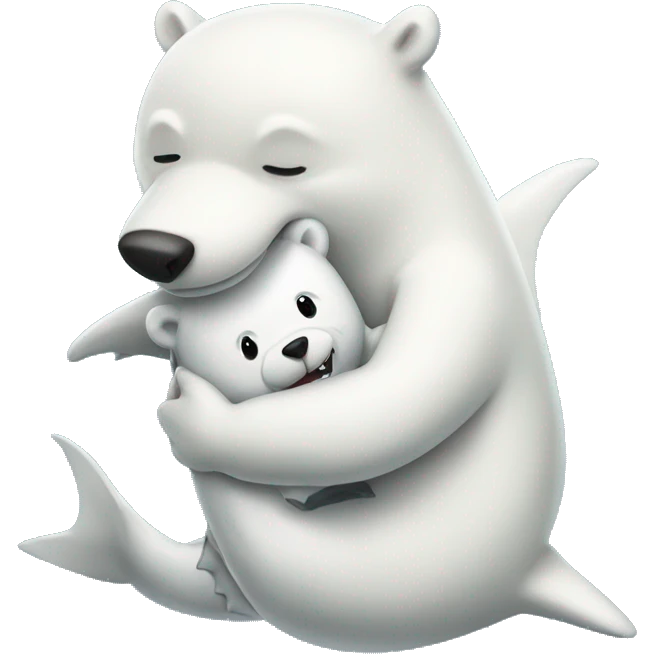 shark and polar bear hugging emoji