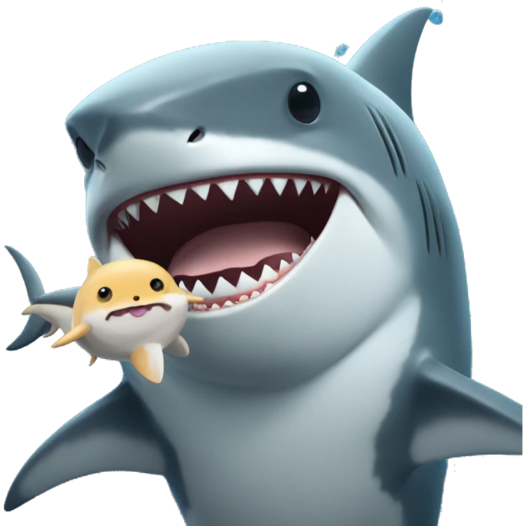 shark having fun with a hamster emoji