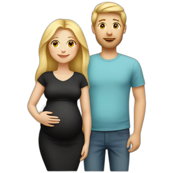 Family;blonde-haired-pregnant-mother, blonde-haired-baby, black-haired-dad emoji