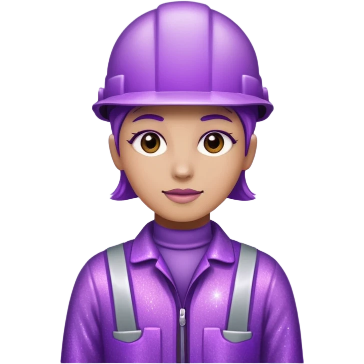 industrial worker wearing glitter purple glittery clothes emoji
