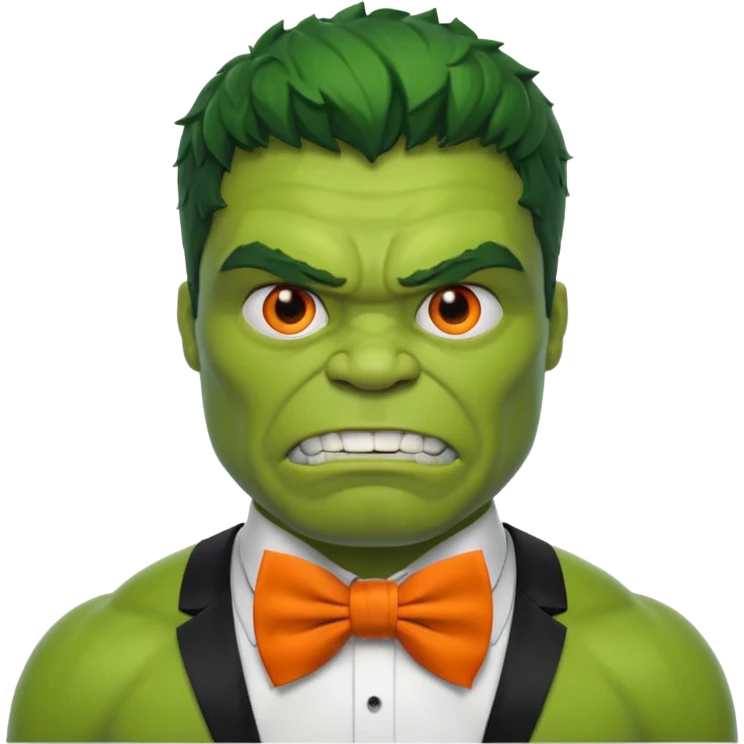a Hulk with organe bow tie emoji