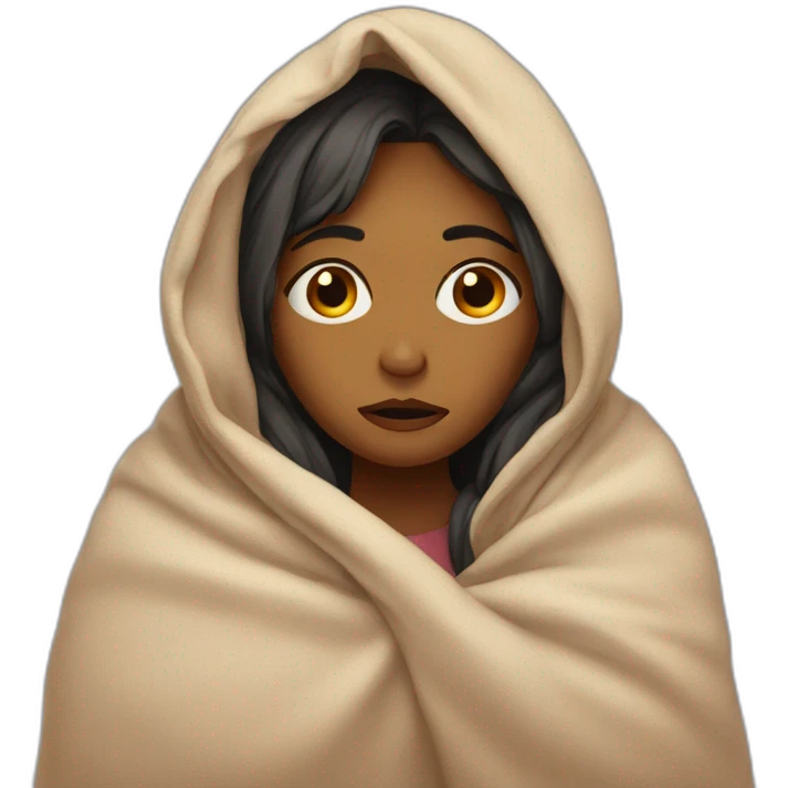 sad woman in a blanket emoji