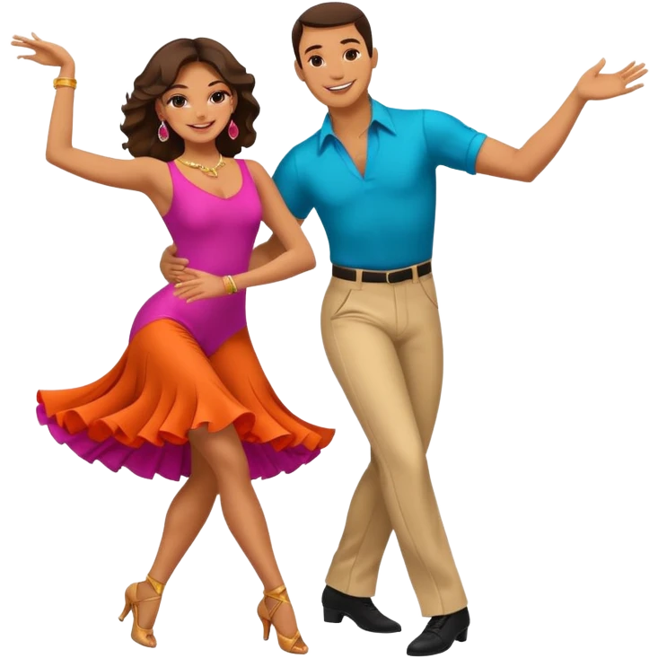 Latin dance couple in movement dancing the cha cha cha emoji
