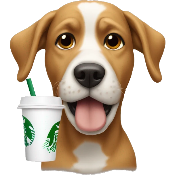 Dog drinking starbucks emoji
