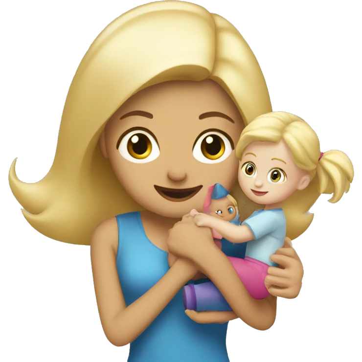 blonde women playing with blonde child with toys emoji