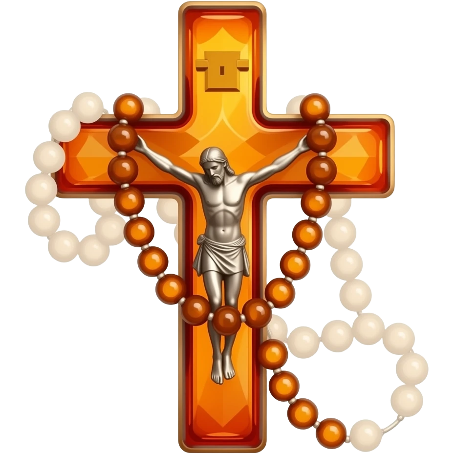 cruz sagrada orange red vidro brilhante com rosário orange red vidro brilhante sem pessoa pendurada emoji