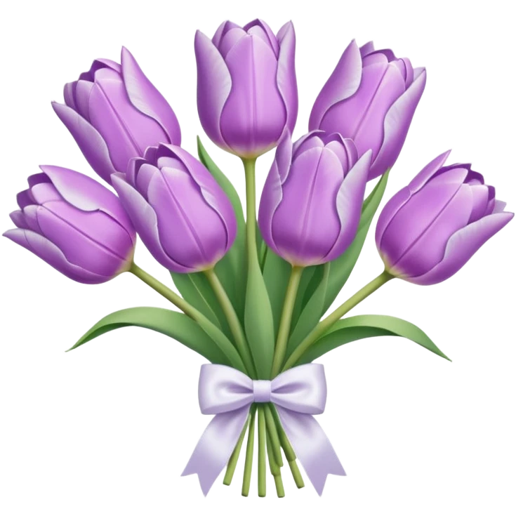 Pastel lilac tulip bouquet with bow emoji