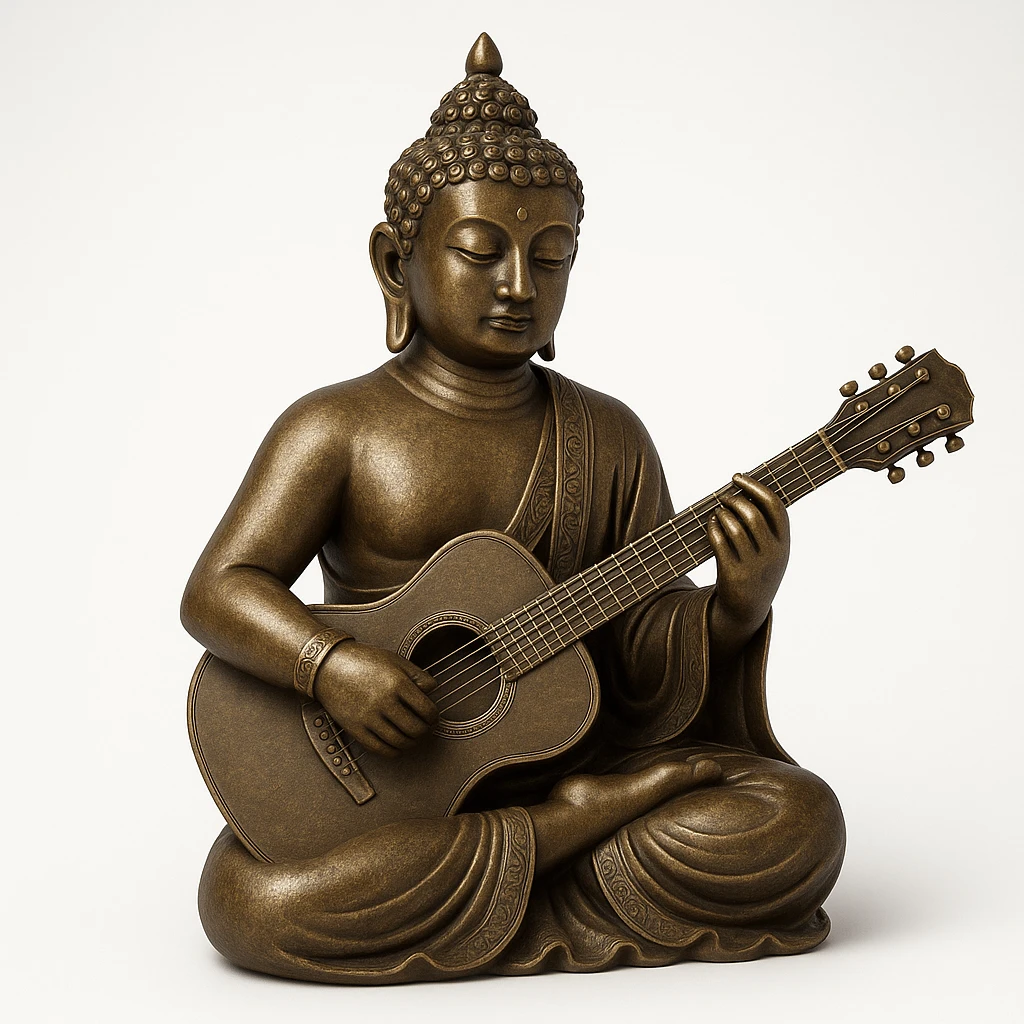 buddha idol with guitar  emoji