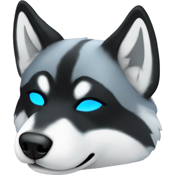 glowing blue and black husky, sleeping  emoji