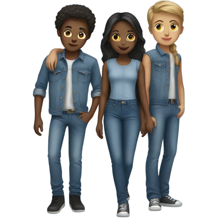 girl with boys in denim emoji