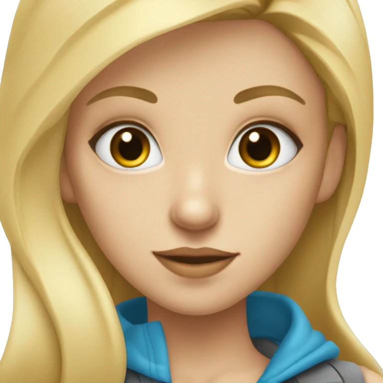 Blonde girl with blue eyes and gold nose piercing and earrin emoji