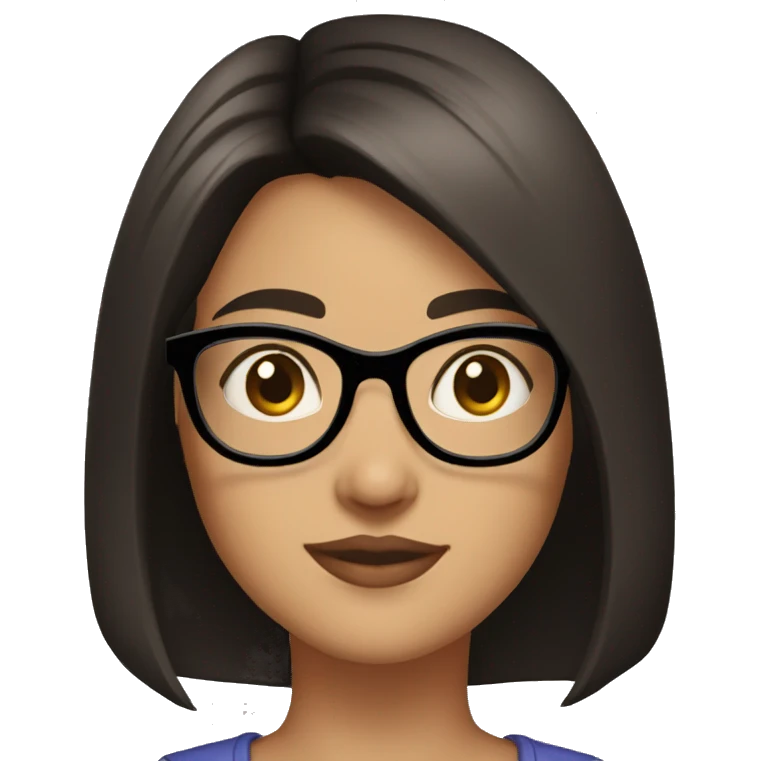 girl 25 years old Bob cut dark hair brown eyes round glasses emoji