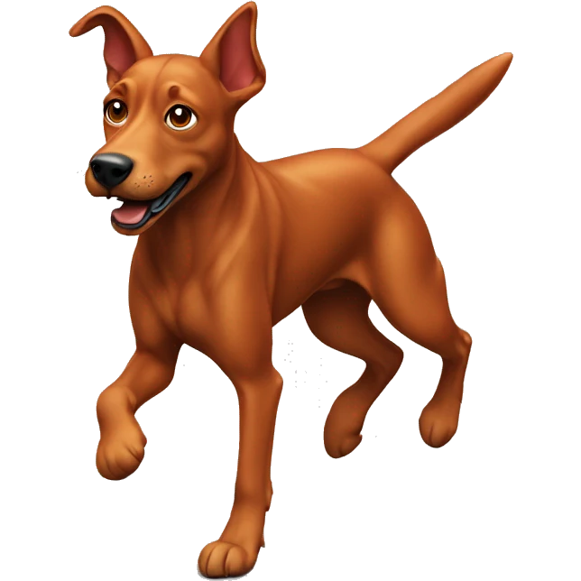 realistic solid red dog with pointed ears running emoji