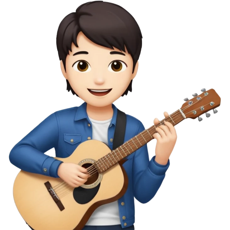 a kpop idol plying a guitar emoji
