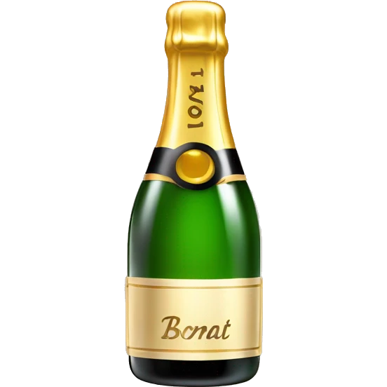 Champagne botle with santa hat emoji