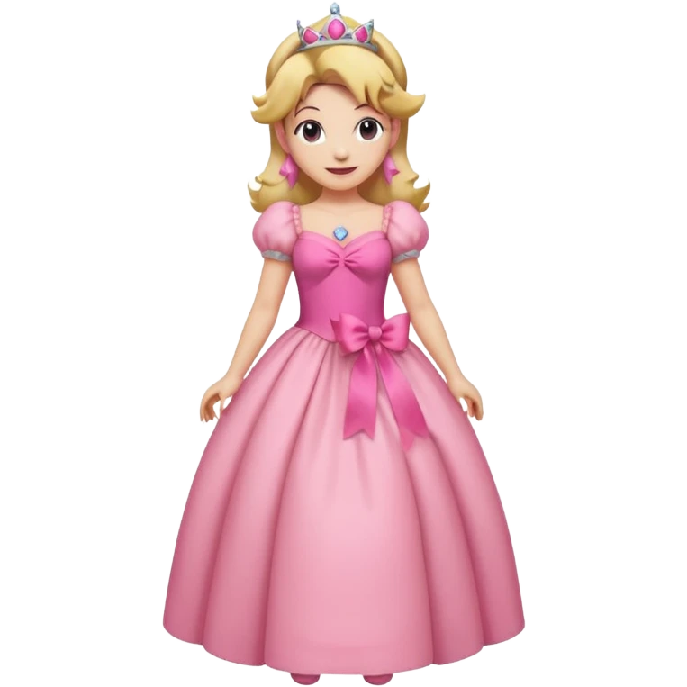 Princess peach full body with a pink ribbon tied to her hair emoji