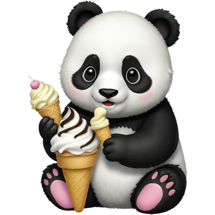 Panda eating ice cream emoji