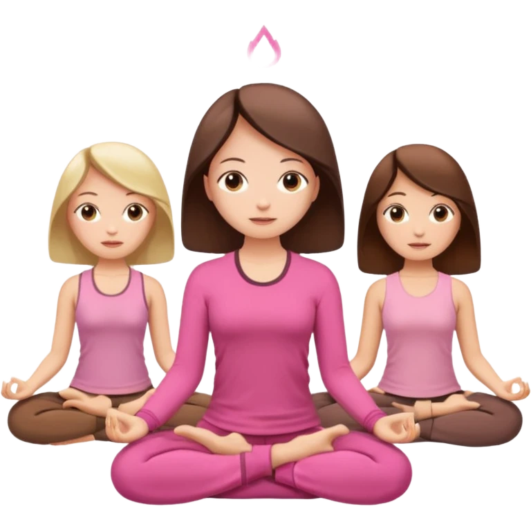 3 girls meditating dressing pink and brown clothers emoji