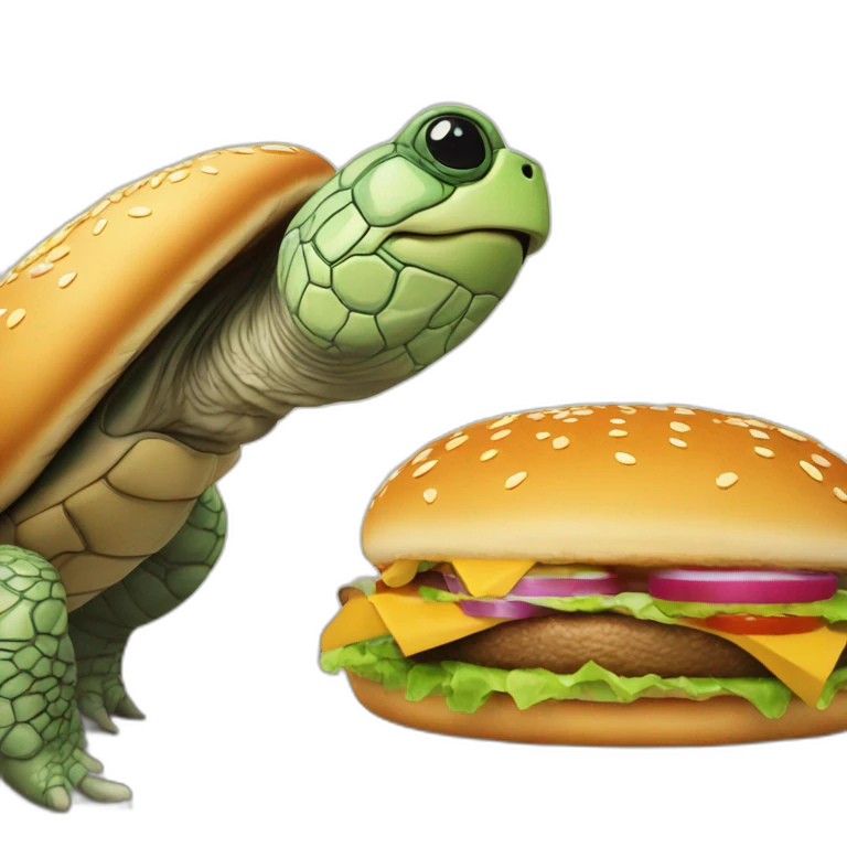 Tortue qui mange un burger emoji