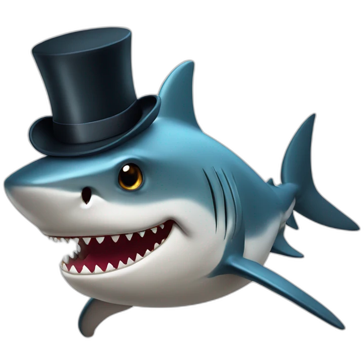 Shark with a top hat emoji