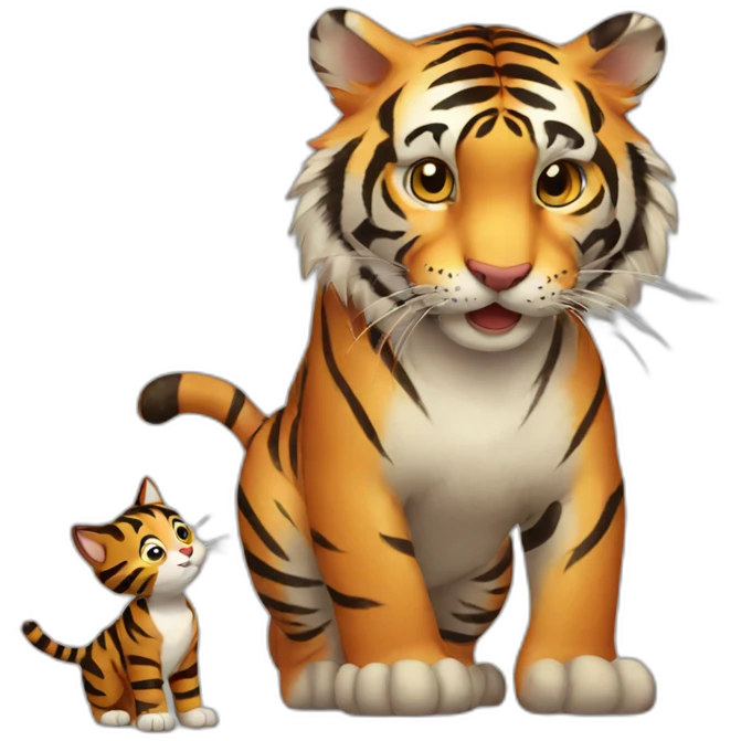 Tiger playing with a cat emoji