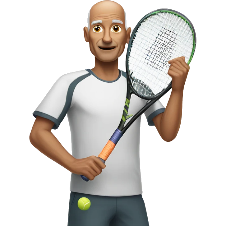 65yo man tennis bald emoji