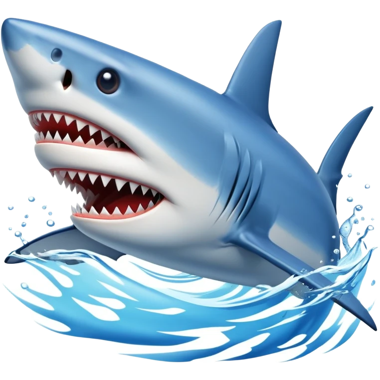 blue shark with sharp teeth swimming emoji