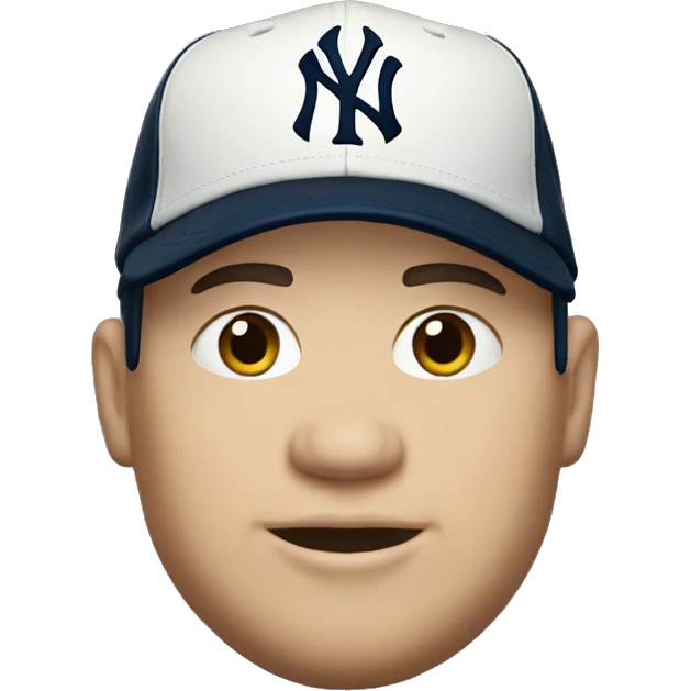 Man white skin chubby wears a cap of New York Yankees emoji