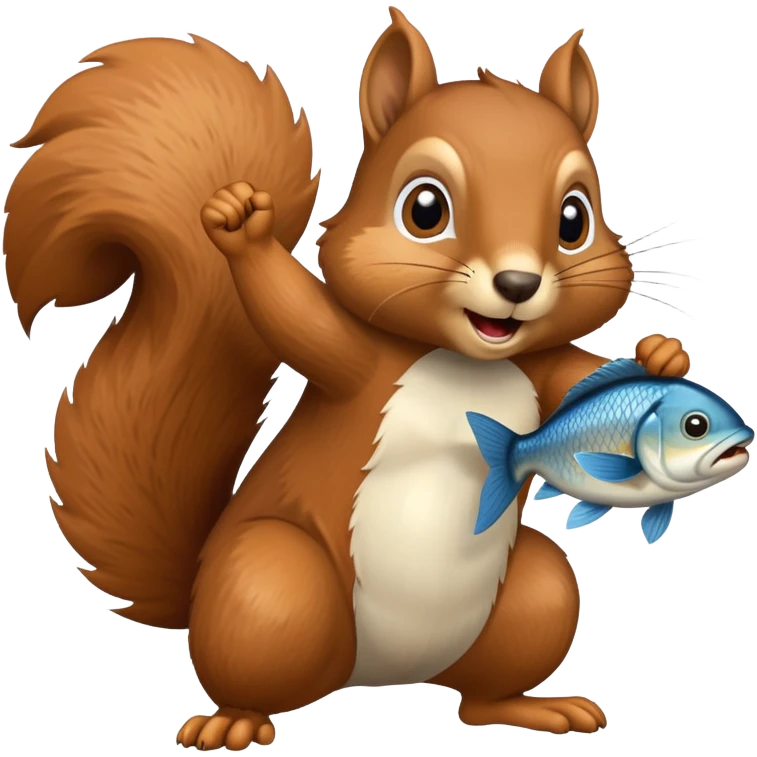 squirrel punching with a fish emoji